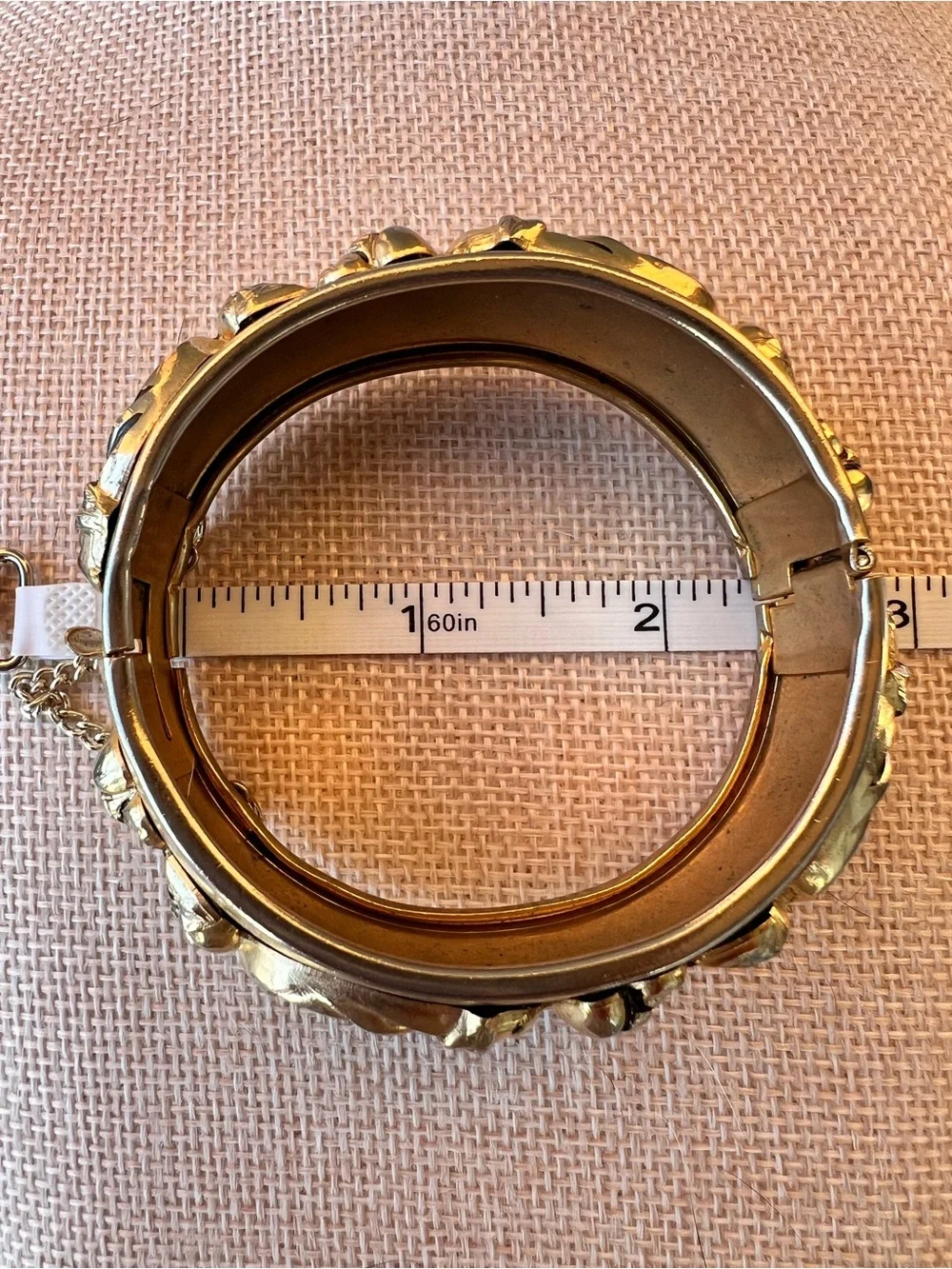 Coro Gold-Tone Floral Hinged Bangle Bracelet